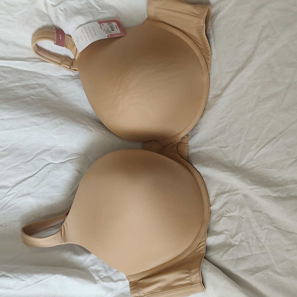 Cacique Nude/Beige Modern Boost Plunge Bra 46C NWT